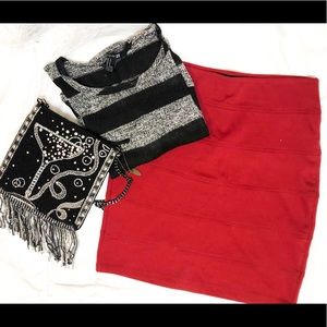 3/$15❣️Basic House Red Highwaisted Bandage Skirt